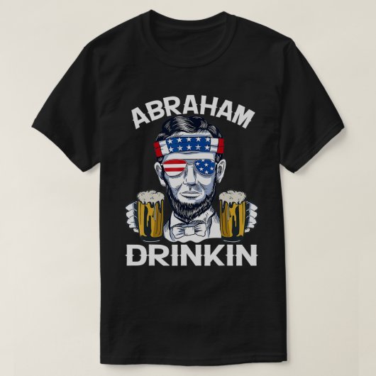 Abraham Drinkin Lincoln Retro 4th of July USA Flag T-shirt (Design voorkant)