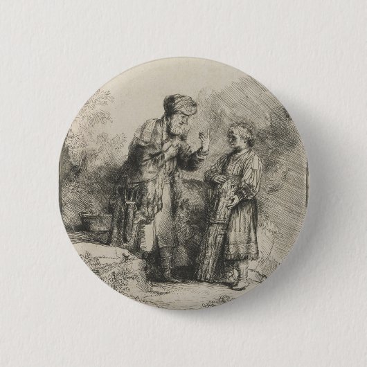 Abraham en Isaak Ronde Button 5,7 Cm (Voorkant)