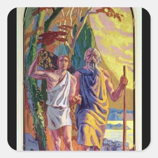 Abraham gaat Isaac zijn zoon aanbieden Vierkante Sticker (Voorkant)