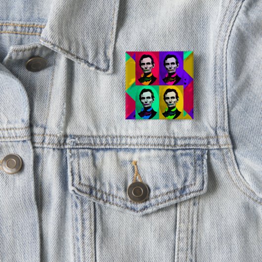 Abraham Lincoln 1858, Pop Art Interpretation Vierkante Button 5,1 Cm (In situ)
