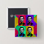Abraham Lincoln 1858, Pop Art Interpretation Vierkante Button 5,1 Cm (Voorkant /achterkant)