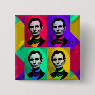 Abraham Lincoln 1858, Pop Art Interpretation Vierkante Button 5,1 Cm