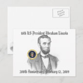 Abraham Lincoln 200ste Jubileum Herdenking Briefkaart (Voorkant / Achterkant)