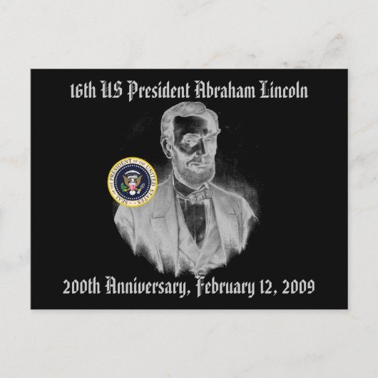 Abraham Lincoln 200ste Jubileum Herdenking Briefkaart (Voorkant)