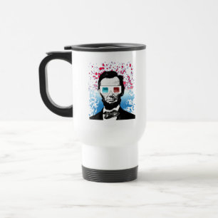 Abraham Lincoln 3D Bril Patriottische Spatten Reisbeker