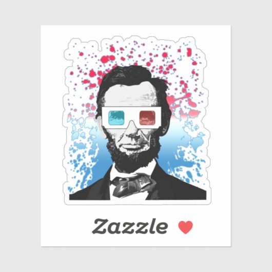 Abraham Lincoln 3D-bril rood wit blauw Sticker (Vel)
