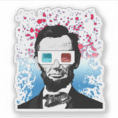 Abraham Lincoln 3D-bril rood wit blauw Sticker (Voorkant)