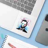 Abraham Lincoln 3D-bril rood wit blauw Sticker (Laptop met iPhone)