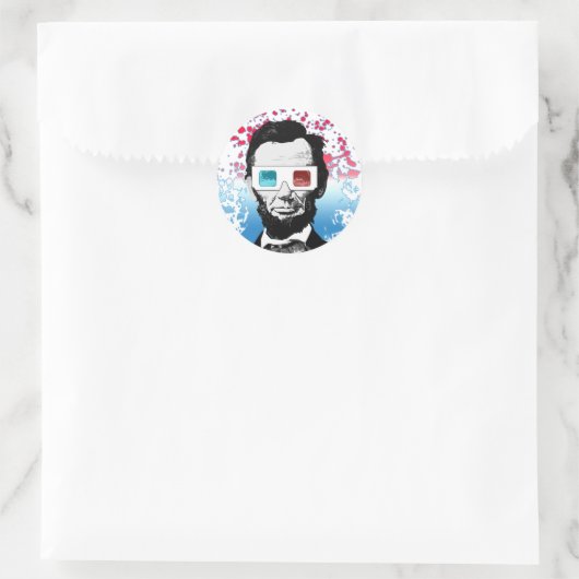 Abraham Lincoln - 3D Ronde Sticker (Tas)