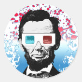 Abraham Lincoln - 3D Ronde Sticker (Voorkant)