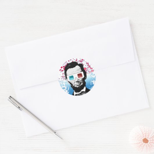 Abraham Lincoln - 3D Ronde Sticker (Envelop)