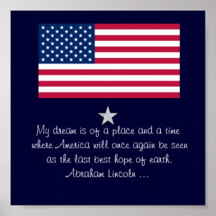 Abraham Lincoln 4 juli citaat Vlag Poster