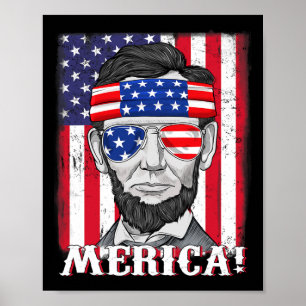 Abraham Lincoln 4 juli Merica Amerikaanse vlag B Poster