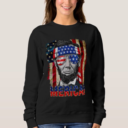 Abraham Lincoln 4 juli Merica Amerikaanse vlag M Trui (Voorkant)