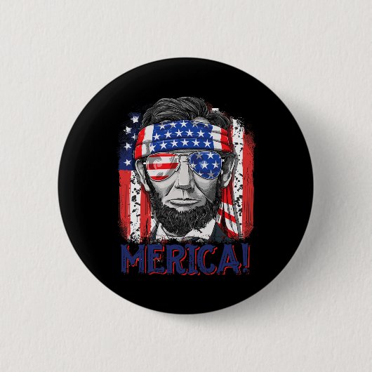 Abraham Lincoln 4 juli Merica Mannen Ameri Ronde Button 5,7 Cm (Voorkant)