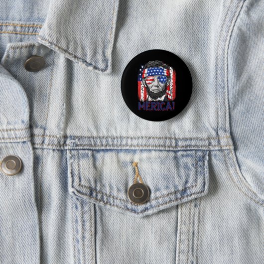 Abraham Lincoln 4 juli Merica Mannen Ameri Ronde Button 5,7 Cm (In situ)