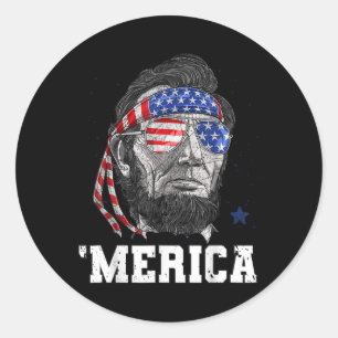 Abraham Lincoln 4 juli Merica Mannen Ameri Ronde Sticker