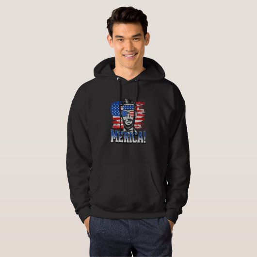 Abraham Lincoln 4 juli Merica Mannen Vrouwen Ameri Hoodie (Voorkant volledig)