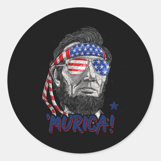 Abraham Lincoln 4 juli Murica Mannen Ameri Ronde Sticker (Voorkant)