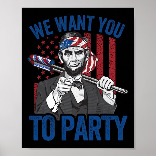 Abraham Lincoln 4 juli Shirt Mannen Amerikaans Poster (Voorkant)