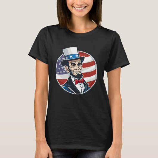Abraham Lincoln 4th Of July US Flag Patriot T-shirt (Voorkant)
