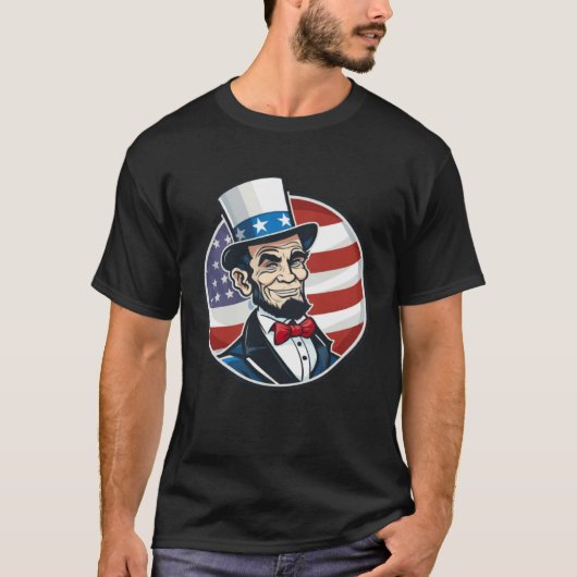 Abraham Lincoln 4th Of July US Flag Patriot T-shirt (Voorkant)