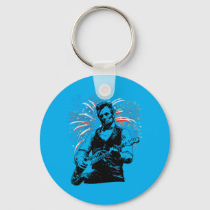 Abraham Lincoln Abe Lincoln gitaar spelend Retro Sleutelhanger