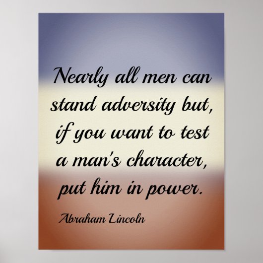 Abraham Lincoln Adversity and Power Quote Poster (Voorkant)