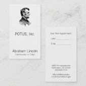 Abraham Lincoln Afsprakenkaartje (Voorkant / Achterkant)