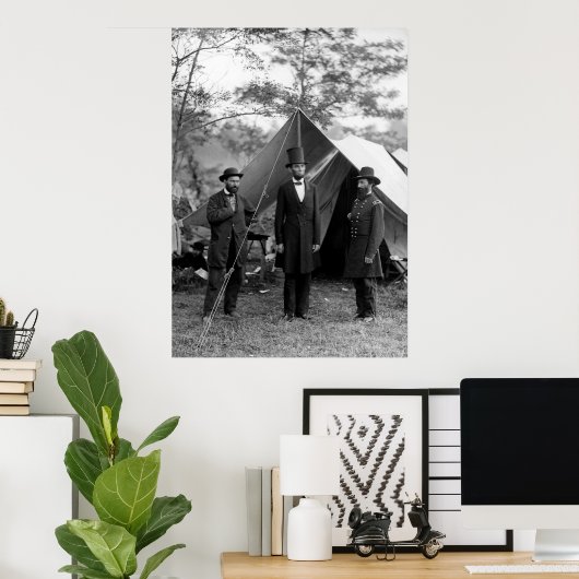 ABRAHAM LINCOLN bij ANTIETAM BATTLEFIELD 1862 Poster (Thuiskantoor)