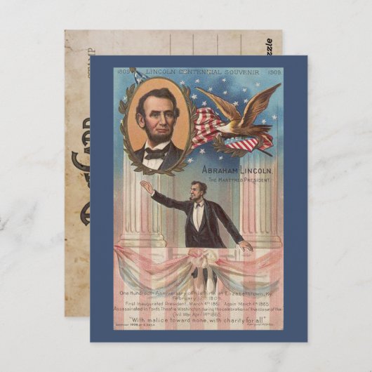Abraham Lincoln Briefkaart (Voorkant / Achterkant)