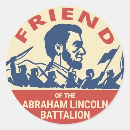 Abraham Lincoln Brigade Emblem Badge Ronde Sticker (Voorkant)