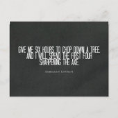 Abraham Lincoln "chop down a tree", citaat Briefkaart (Voorkant)
