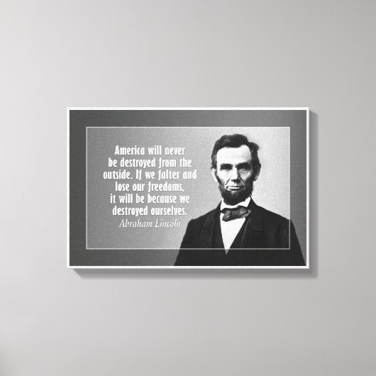 Abraham Lincoln citaat over Amerika Canvas Afdruk (Voorkant)
