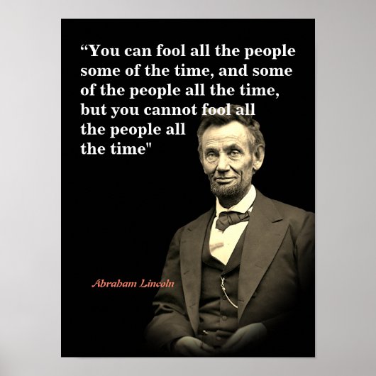 Abraham Lincoln citaat over het bedriegen van mens Poster (Voorkant)