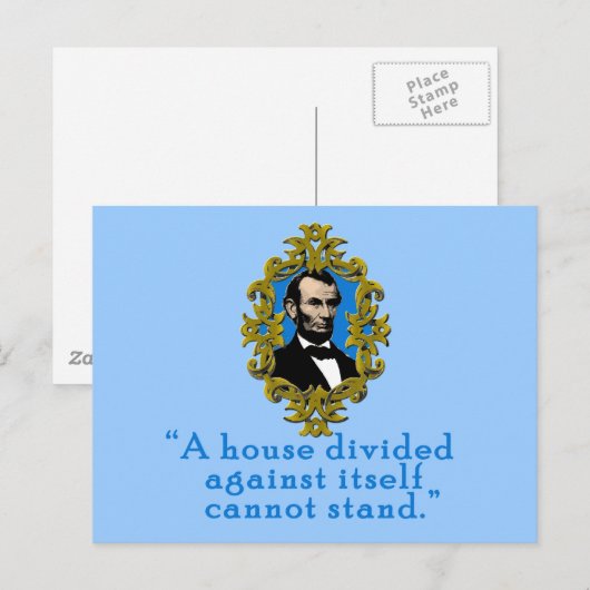 Abraham Lincoln citeert A House Divided Briefkaart (Voorkant / Achterkant)