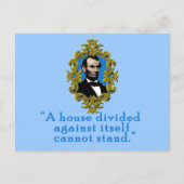Abraham Lincoln citeert A House Divided Briefkaart (Voorkant)