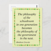 Abraham Lincoln citeert de filosofie van de school Briefkaart (Voorkant / Achterkant)
