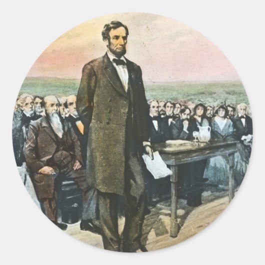 Abraham Lincoln citeert de Gettysburg-toespraak Vi Ronde Sticker (Voorkant)