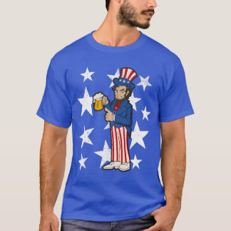 Abraham Lincoln Drink A Beer Funny 4 juli T-shirt