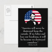Abraham Lincoln en de Amerikaanse vlag Briefkaart (Voorkant / Achterkant)