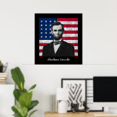 Abraham Lincoln en de Amerikaanse vlag Poster (Thuiskantoor)