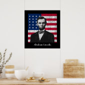 Abraham Lincoln en de Amerikaanse vlag Poster (Keuken)