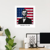 Abraham Lincoln en de Amerikaanse vlag Poster (Thuiskantoor)