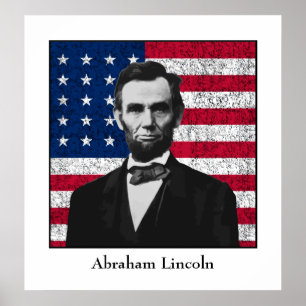 Abraham Lincoln en de Amerikaanse vlag Poster
