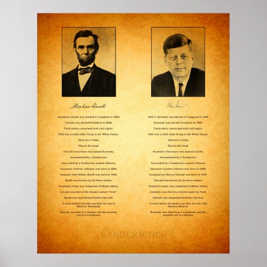 Abraham Lincoln en John F Kennedy compracy Poster (Voorkant)