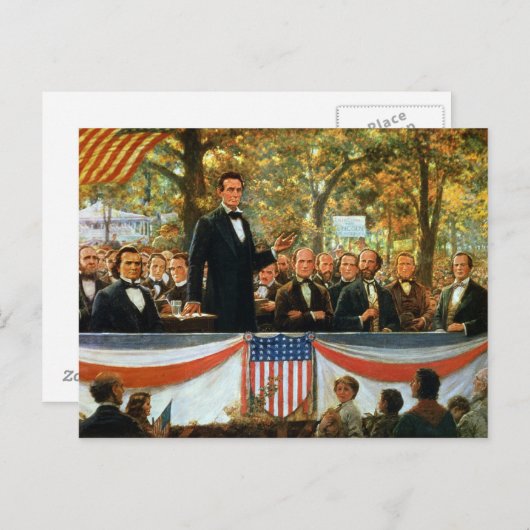 Abraham Lincoln en Stephen A. Douglas Briefkaart (Voorkant / Achterkant)