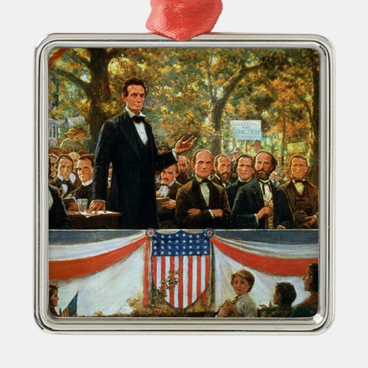 Abraham Lincoln en Stephen A. Douglas Metalen Ornament (Voorkant)