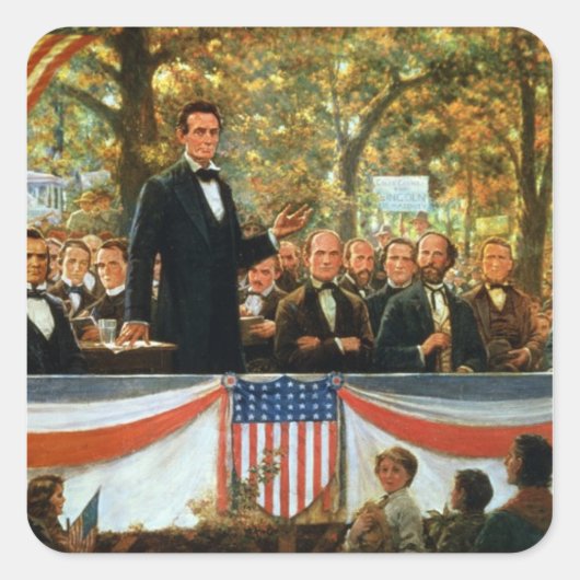 Abraham Lincoln en Stephen A. Douglas Vierkante Sticker (Voorkant)