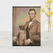 Abraham Lincoln en zijn kat "Dixie" Kaart (Gele Bloem)